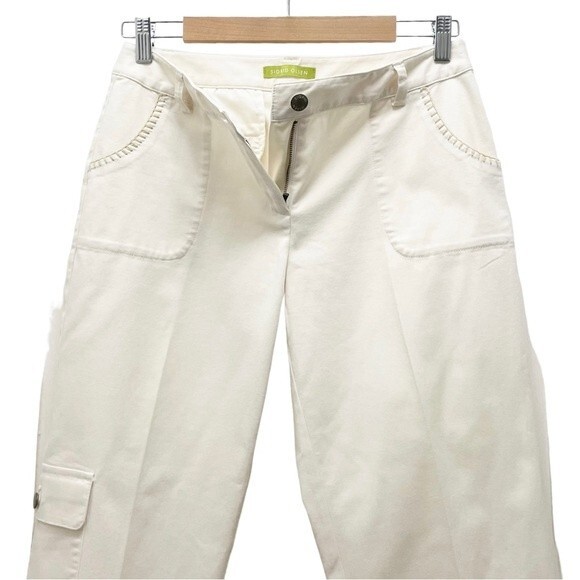 Sigrid Olsen Cream Pants Floral Embroidered Cropped Poet Pant Women’s Size 4 - Picture 6 of 15